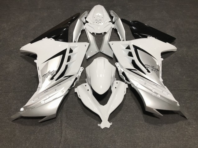 2013-2018 Glänzend Weiß & Silber Kawasaki Ninja 300 Motorrad Verkleidung