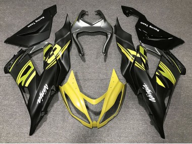 2013-2018 Glänzendes Schwarz & Gelb Kawasaki ZX6R Motorrad Verkleidung