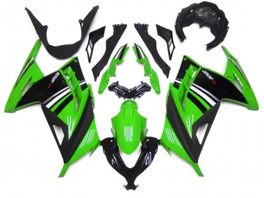 2013-2018 Grün Schwarz & Weiß Glänzend Kawasaki Ninja 300 Motorrad Verkleidung
