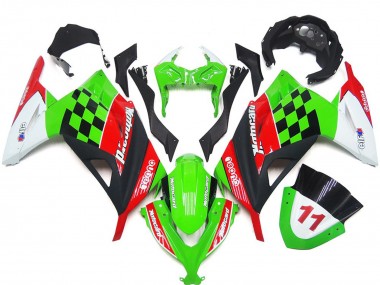 2013-2018 Rot & Schwarz Kariert Glänzend Kawasaki Ninja 300 Motorrad Verkleidung