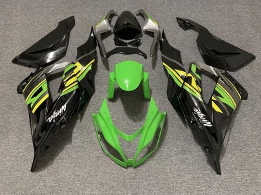 2013-2018 Schwarz Glänzend & Grünes Rennen Kawasaki ZX6R Motorrad Verkleidung