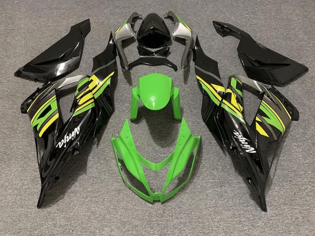 2013-2018 Schwarz Glänzend & Grünes Rennen Kawasaki ZX6R Motorrad Verkleidung
