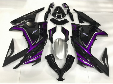 2013-2018 Schwarz Glänzend & Lila Kawasaki Ninja 300 Motorrad Verkleidung