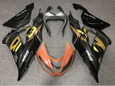 2013-2018 Schwarz Glänzend & Orange Kawasaki ZX6R Motorrad Verkleidung