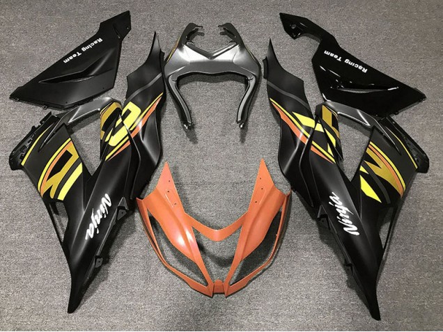 2013-2018 Schwarz Glänzend & Orange Kawasaki ZX6R Motorrad Verkleidung