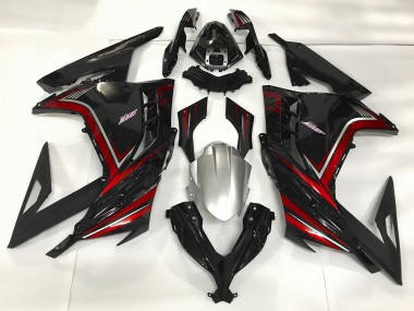 2013-2018 Schwarz Glänzend & Rot Kawasaki Ninja 300 Motorrad Verkleidung