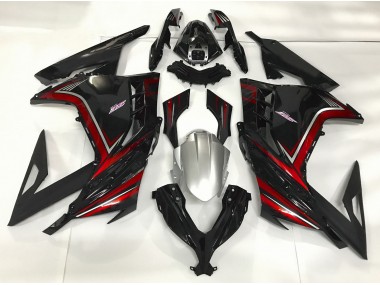 2013-2018 Schwarz Glänzend & Rot Kawasaki Ninja 300 Motorrad Verkleidung
