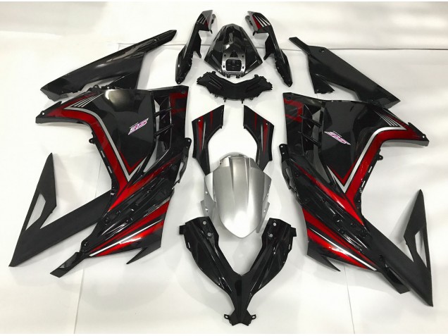 2013-2018 Schwarz Glänzend & Rot Kawasaki Ninja 300 Motorrad Verkleidung