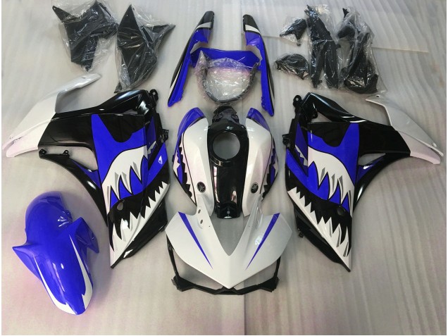2015-2018 Blauer & Weißer Hai Yamaha R3 Motorrad Verkleidung 2015-2018 Blauer & Weißer Hai Yamaha R3 Motorrad Verkleidung