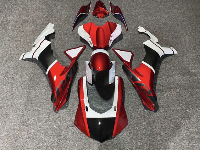 2015-2019 Rot & Carbonfaser-Akzente Yamaha R1 Motorrad Verkleidung