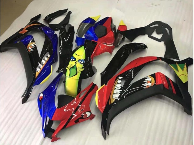 2016-2019 Rot & Blau-Gelber Hai Kawasaki ZX10R Motorrad Verkleidung 2016-2019 Rot & Blau-Gelber Hai Kawasaki ZX10R Motorrad Verkleidung