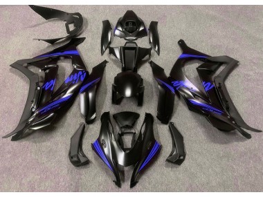 2016-2019 Satinschwarz & Blau Kawasaki ZX10R Motorrad Verkleidung