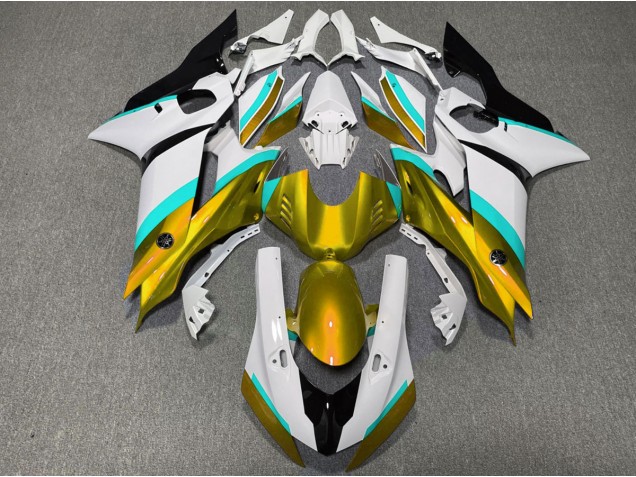 2017-2021 Gold & Hellblau Glanz Yamaha R6 Motorrad Verkleidung 2017-2021 Gold & Hellblau Glanz Yamaha R6 Motorrad Verkleidung