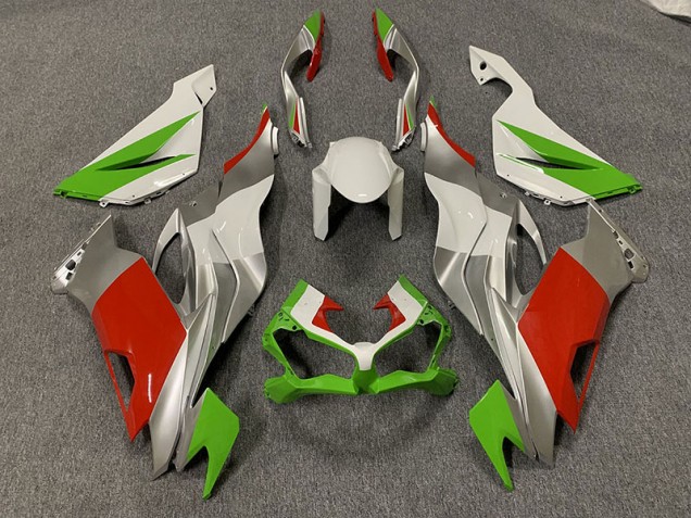 2019-2023 Benutzerdefiniert Rot / Grün & Silber Kawasaki ZX6R Motorrad Verkleidung